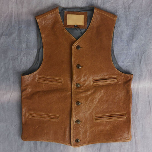 Genuine Leather Vest Slim Cargo