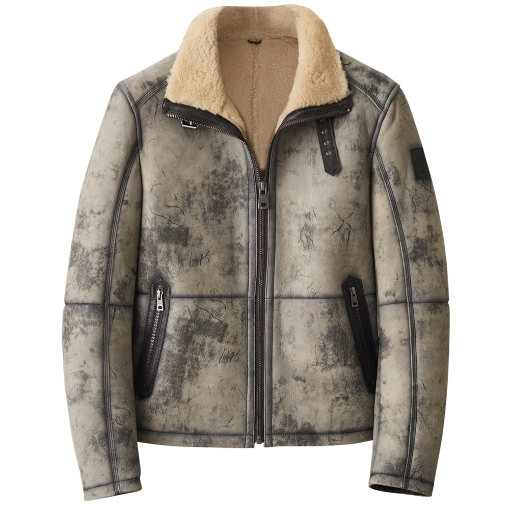 Genuine Leather Coat Real Fur Shearing B3 Bomber