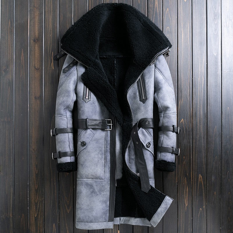 Genuine Leather Real Fur Shearling Overcoat