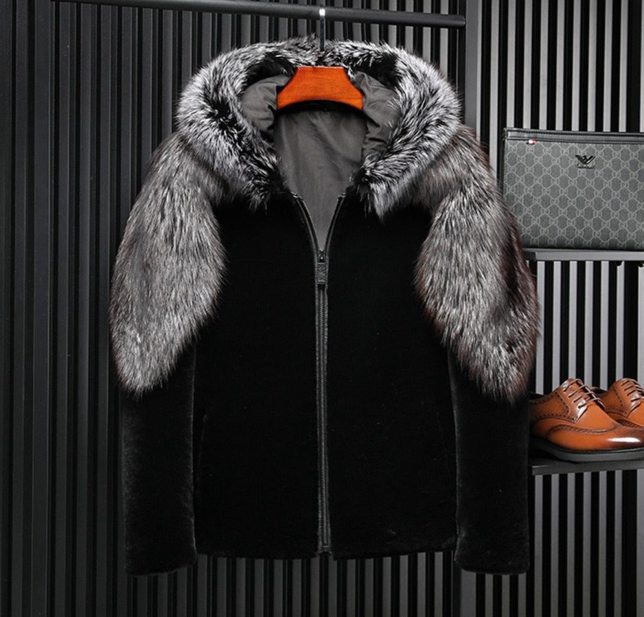 Real Shearling & Silver Fox Fur Hood Coats