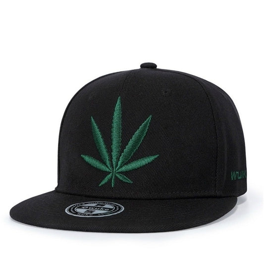 Cannabis Leaf Embroidery Snapback Hats