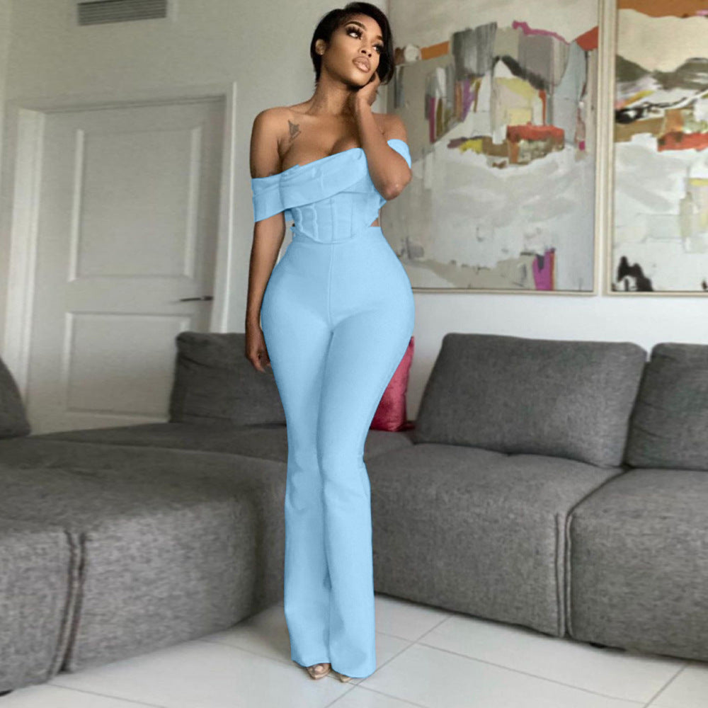 Draped Corset Crop & High Waist Pants