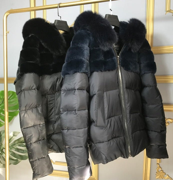 Rabbit Fur & Fox Fur Parka Down Bubble Coats