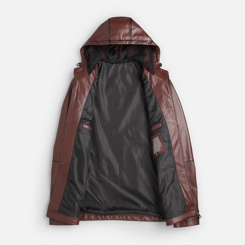 Genuine Leather Classic Hooded Jackets