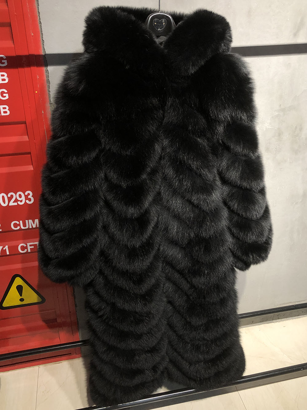 Pattern Fur Long Hooded Coats