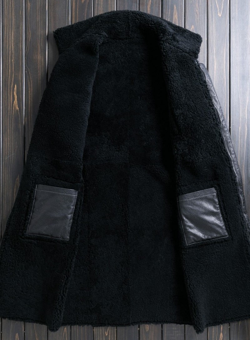 Genuine Leather Reversible Real Shearling Overcoat