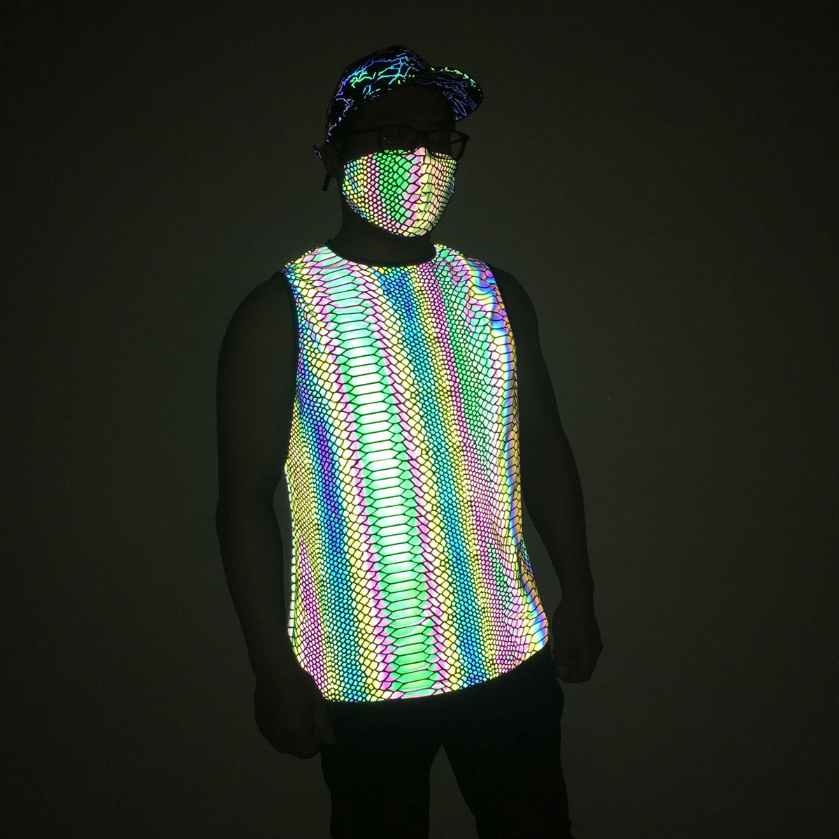 Rainbow Reflective Printed Sleeveless Shirts