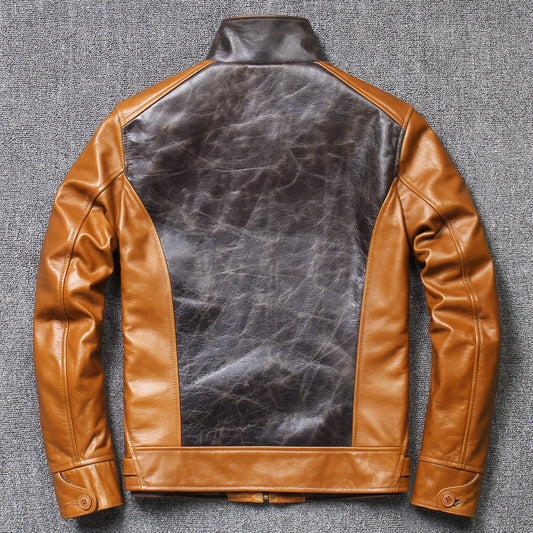 Genuine Leather Jackets Vintage Two-Tone