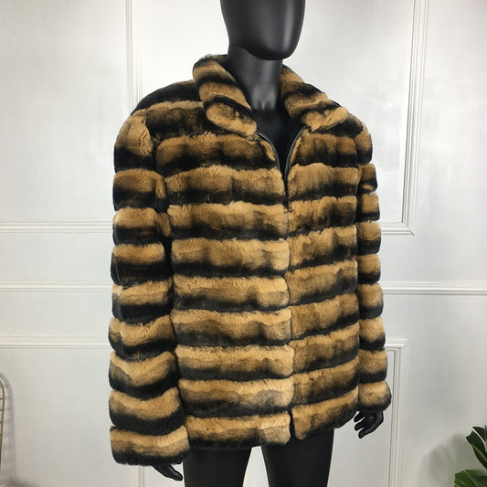 Chinchilla Style Bombers Rabbit Fur Coats