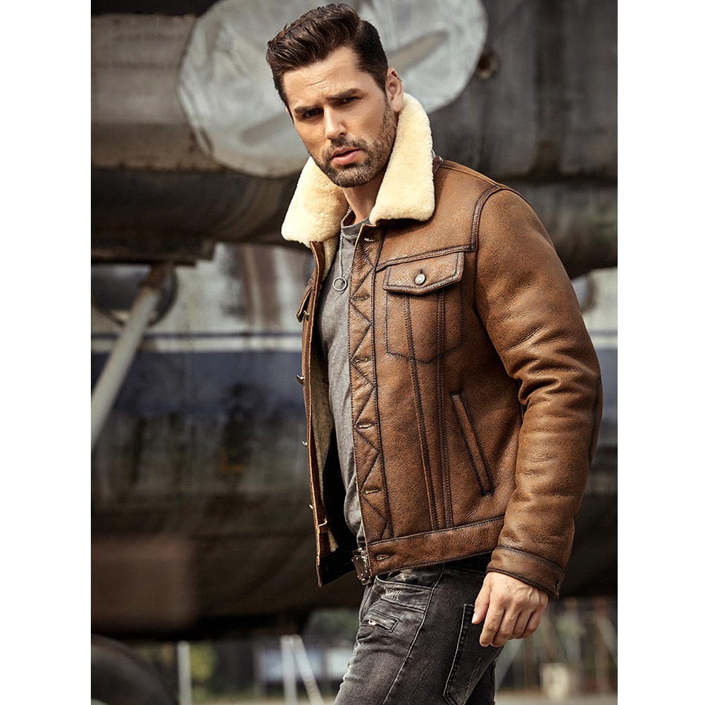 Genuine Leather Shearling B3 Aviator Bomber