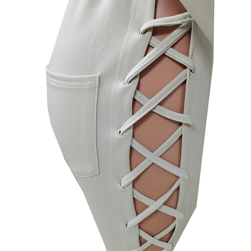 Open Back Bandage Hoodie Crop & Pants