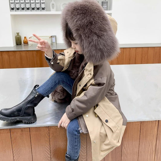 Children Fur Coat Real Natural Fur Liner Fur Parka