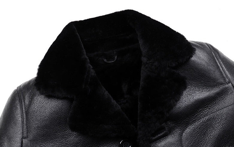 Genuine Leather Real Shearling Button Jacket
