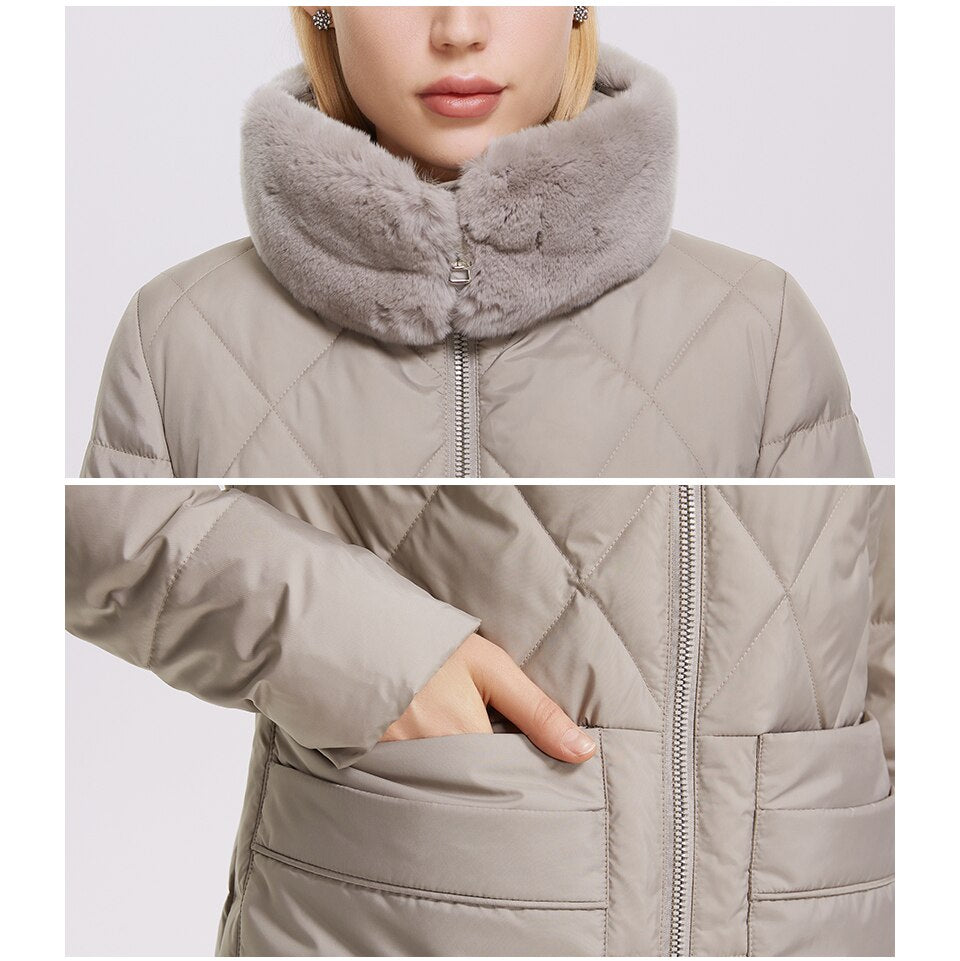 Luxury Puffer Coats Stand-up Real Fur Collar