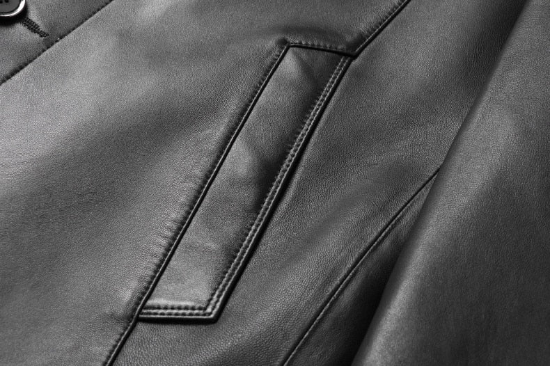 Genuine Leather Classic Button Jacket