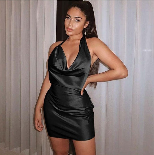 Satin Sleeveless Mini Dresses