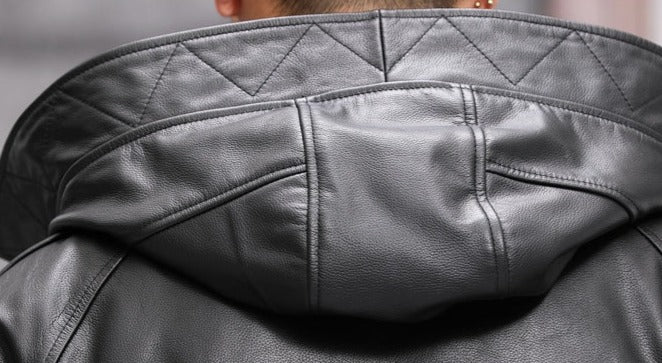 Genuine Leather Hooded Shearing Lining Coat
