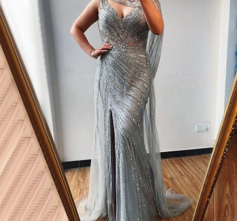 Luxury Diamond Sleeveless Mermaid Evening Dresses