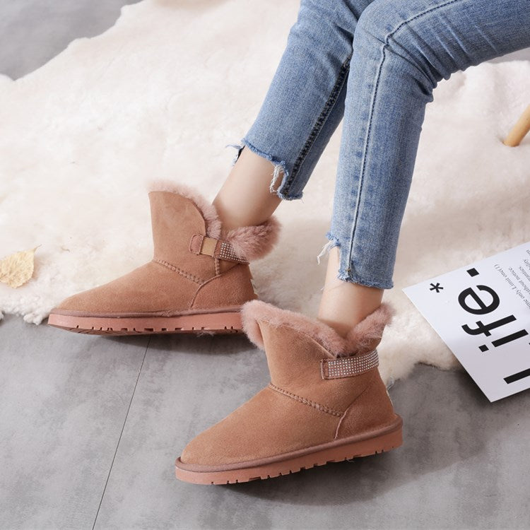 Genuine Leather Real Shearling Fur Mid Boots