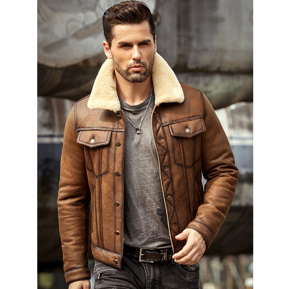 Genuine Leather Shearling B3 Aviator Bomber