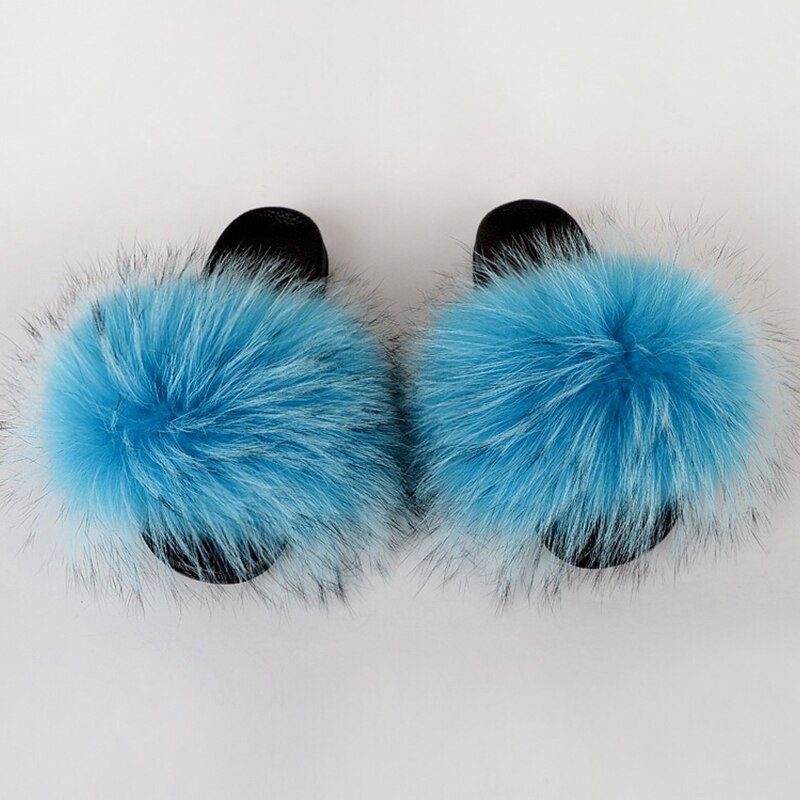 Real Fur Slides Sandals Slippers Flip Flops