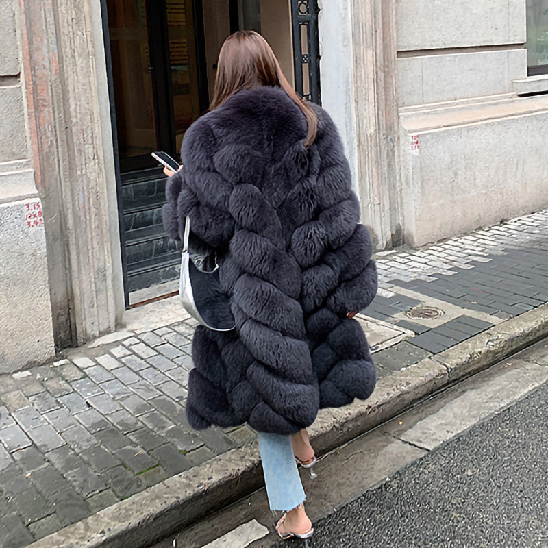 Natural Fur Pattern Long Coats