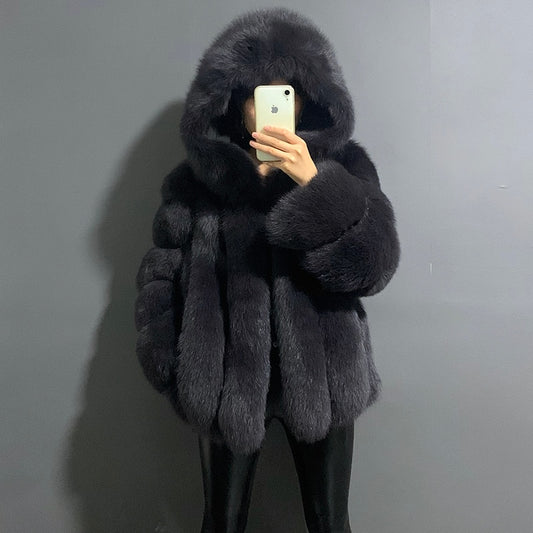 Real Fur Coats with Big Hood