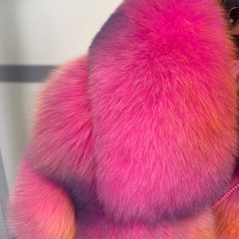 Neon Genuine Fox Fur Short Coats