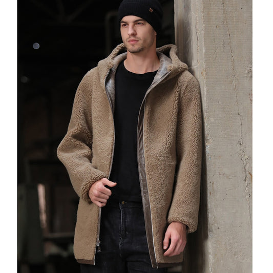 Reversible Genuine Leather Shearling Fur Coats Long
