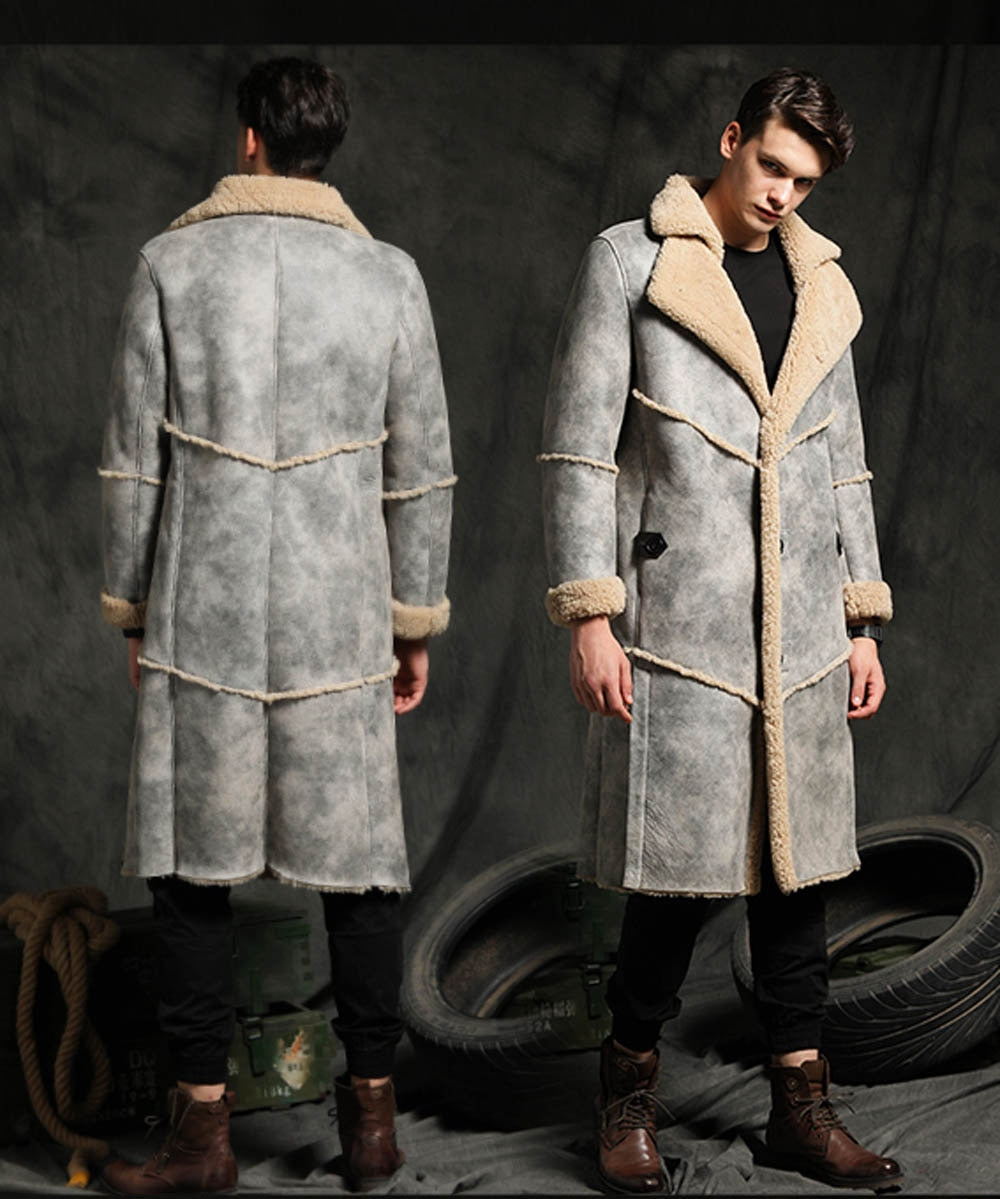Jungle Brown Real Shearling Fur Long Coat