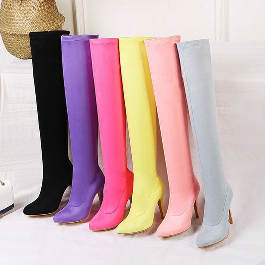 Fabric Thigh High High Heels Boots