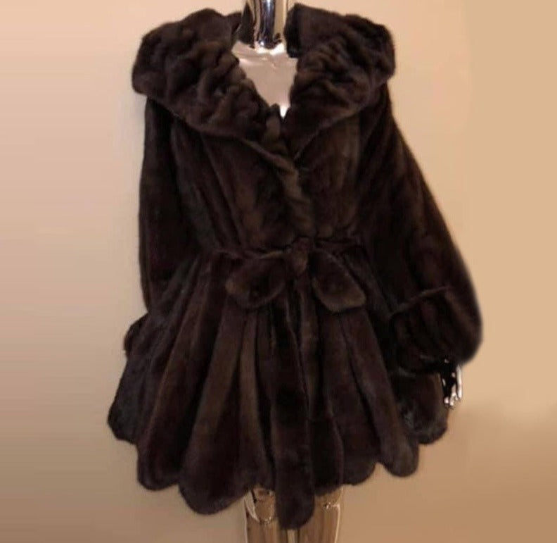 Natural Real Mink Fur Coat With Hood (Multi- Styles)