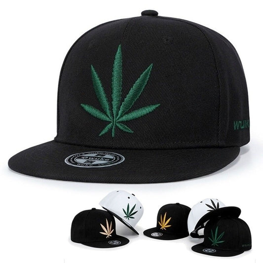 Cannabis Leaf Embroidery Snapback Hats