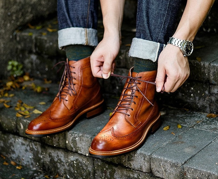 Genuine Leather Handmade Classic Ankle Boots