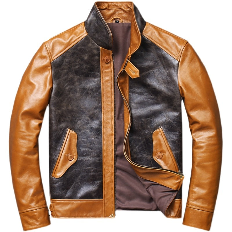 Genuine Leather Jackets Vintage Two-Tone