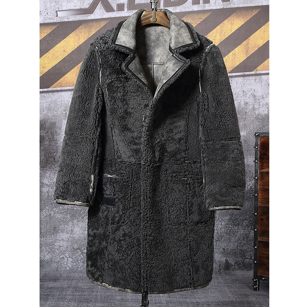 Genuine Leather Shearling Fur Coat X-Long