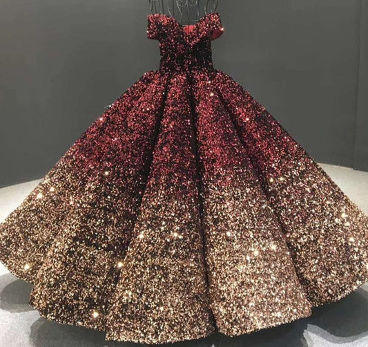 Luxury Gradual Change Color Sequined Sleeveless Wedding Dresses