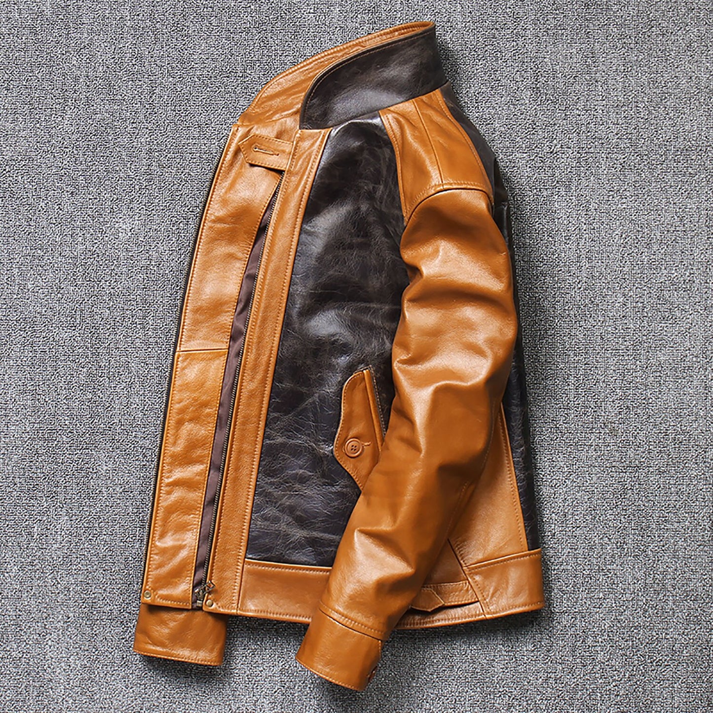 Genuine Leather Jackets Vintage Two-Tone