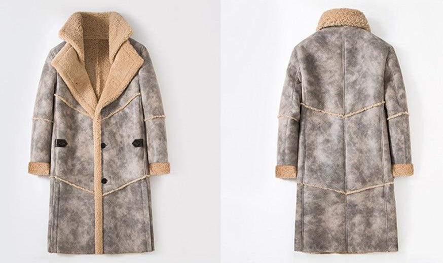 Jungle Brown Real Shearling Fur Long Coat