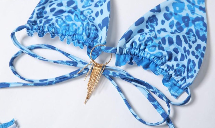 Bikini Printed Waist Wrap Three-Piece Sets