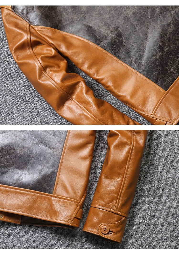 Genuine Leather Jackets Vintage Two-Tone