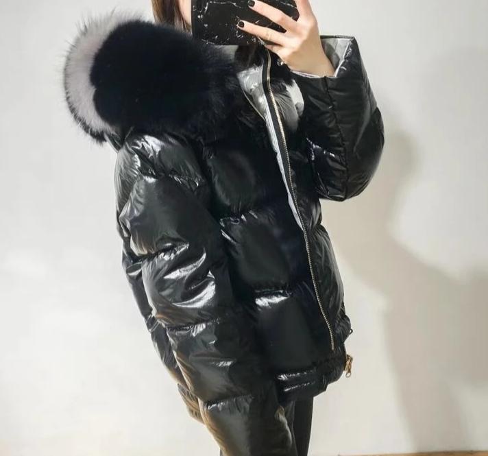 Metallic Real Fox Fur Parka Reversible Puff Jackets (Multi-Colors)