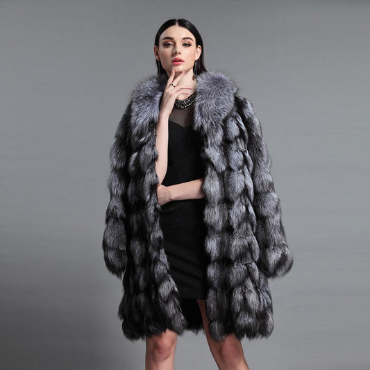 Silver Fox Real Fur Coat