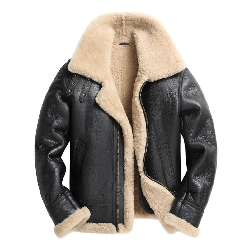 Genuine Leather Coats Shearling Lining Bombers