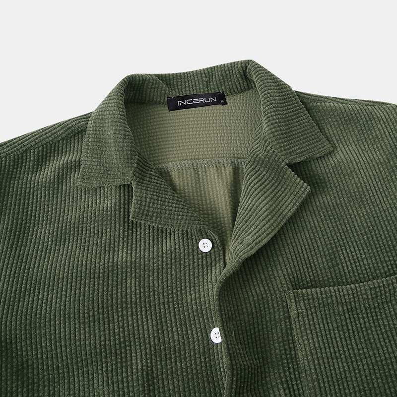 Corduroy Short Sleeve Button Shirt & Short Sets
