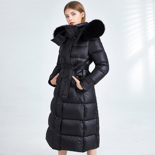 Long Duck Down Coats Real Fur Hooded Parka