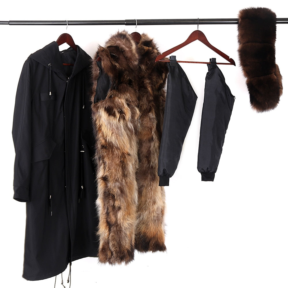 Waterproof Coats Natural Fur Liner X-Long Parkas