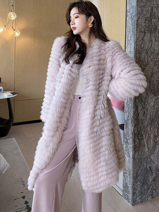 Fur Strip Sewed X-Long Coats