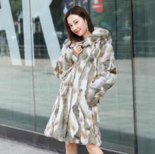 Mixed Color Blend Real Fur Hooded Coats