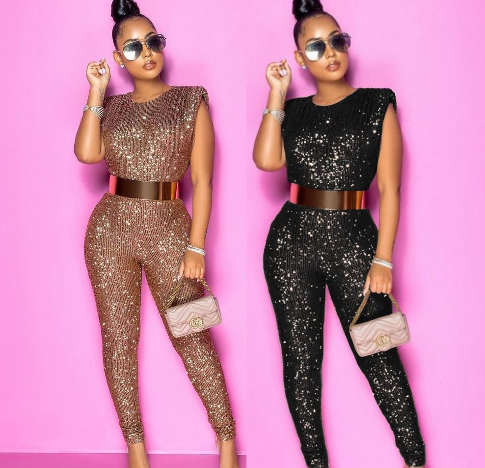 Sequin Sleeveless Jumpsuits (Plus Sizes)